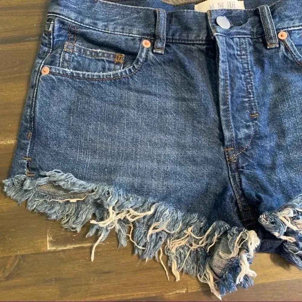 We The Free CutOff Shorts Denim Jeans Distressed Frayed Free People Boho Country - Picture 4 of 8